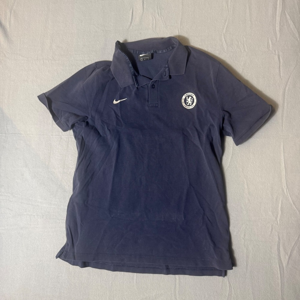 Nike Chelsea FC Mens Navy Blue Short Sleeve Pique Polo Shirt Large